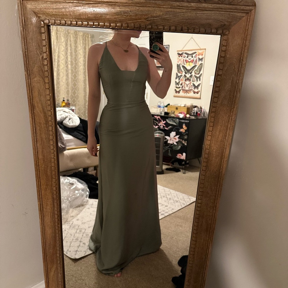 Elegant Olive Green Maxi Dress